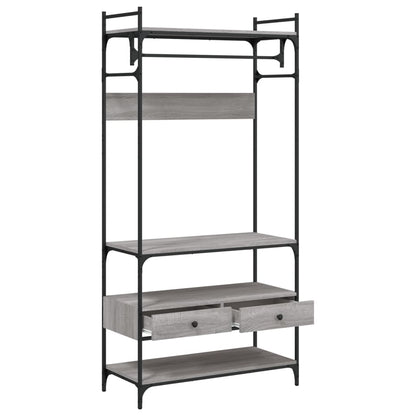 vidaXL Wardrobe with Drawers Grey Sonoma 89x39x184.5 cm Engineered Wood 5