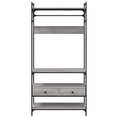 vidaXL Wardrobe with Drawers Grey Sonoma 89x39x184.5 cm Engineered Wood 6