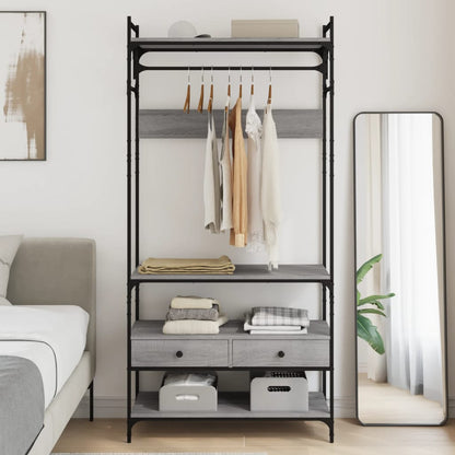 vidaXL Wardrobe with Drawers Grey Sonoma 89x39x184.5 cm Engineered Wood 1