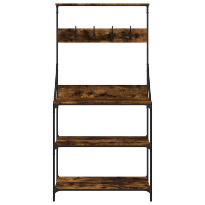 vidaXL Baker's Rack with Hooks 4-Tier Smoked Oak Engineered Wood 5
