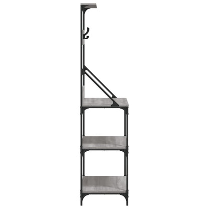 vidaXL Baker's Rack with Hooks 4-Tier Grey Sonoma Engineered Wood 6