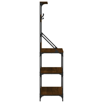 vidaXL Baker's Rack with Hooks 4-Tier Brown Oak Engineered Wood 6
