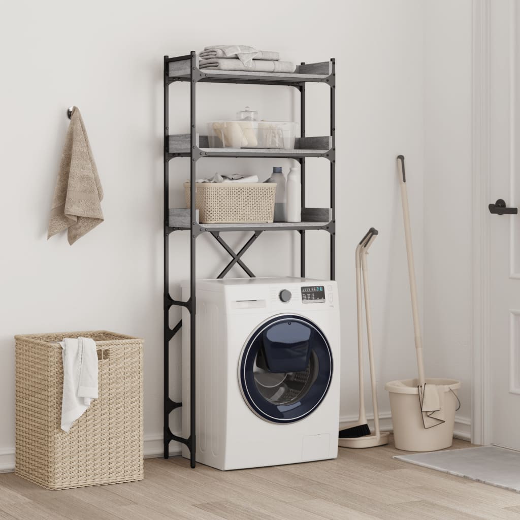 vidaXL Washing Machine Shelf Grey Sonoma 67x25x163 cm Engineered Wood 3