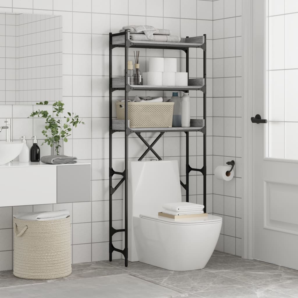 vidaXL Washing Machine Shelf Grey Sonoma 67x25x163 cm Engineered Wood 4