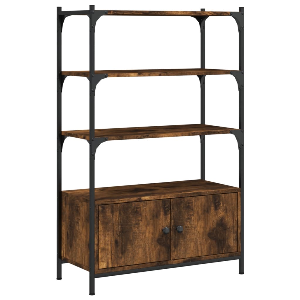 vidaXL Bookcase 3-Tier Smoked Oak 70x30x109.5 cm Engineered Wood 2