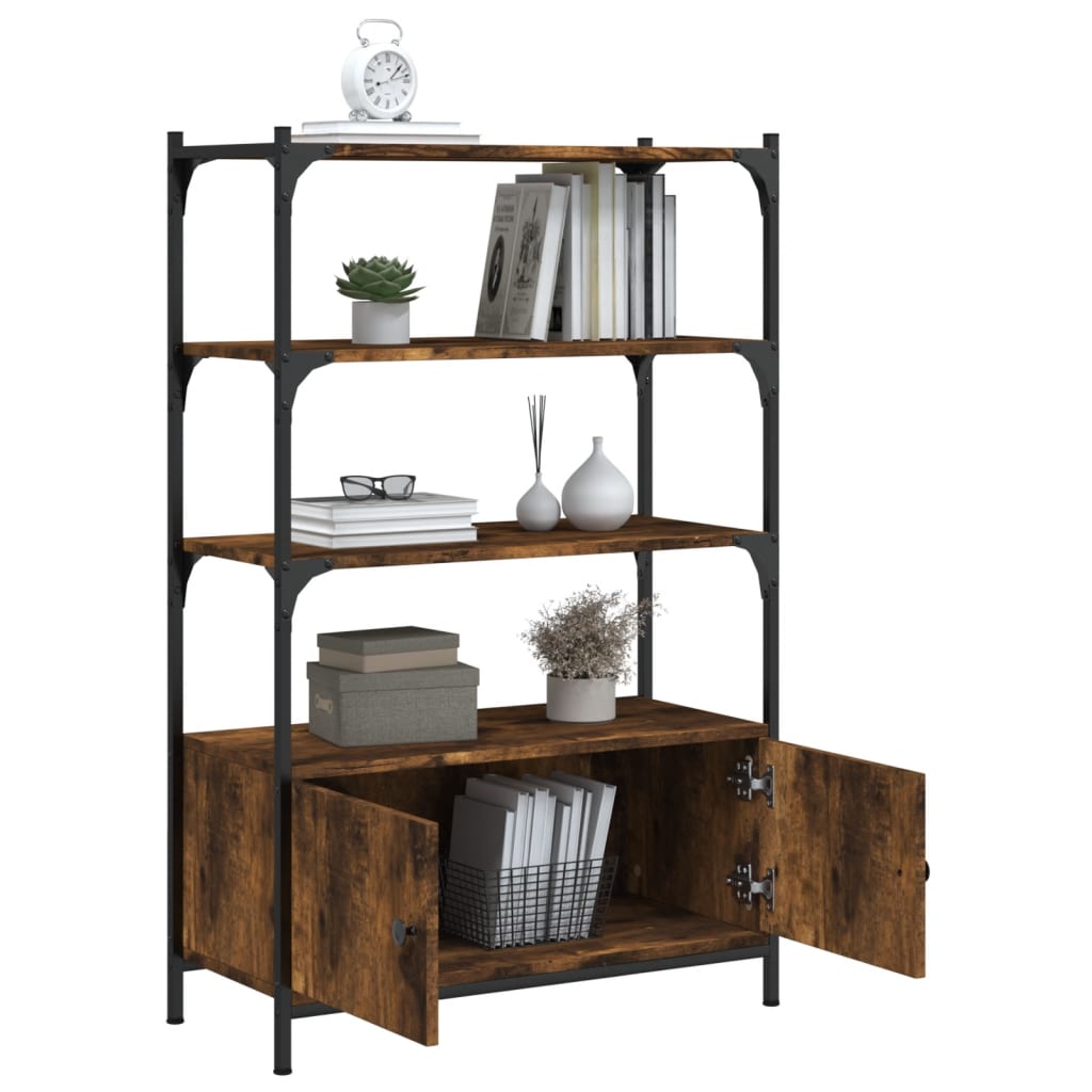 vidaXL Bookcase 3-Tier Smoked Oak 70x30x109.5 cm Engineered Wood 4