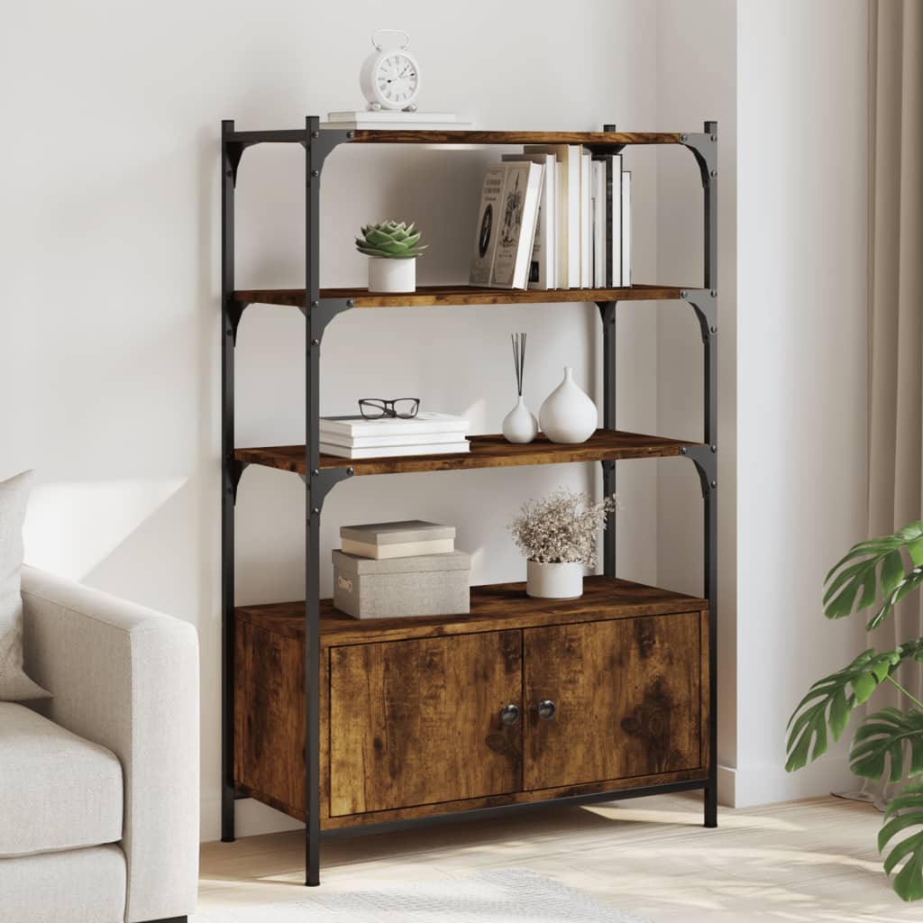 vidaXL Bookcase 3-Tier Smoked Oak 70x30x109.5 cm Engineered Wood 1
