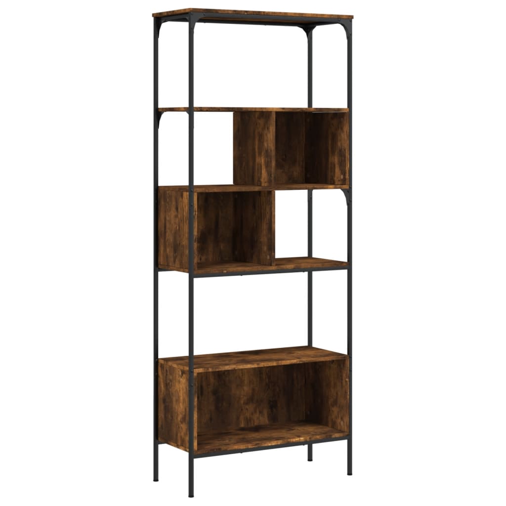 vidaXL Bookcase 5-Tier Smoked Oak 76x33x188.5 cm Engineered Wood 2