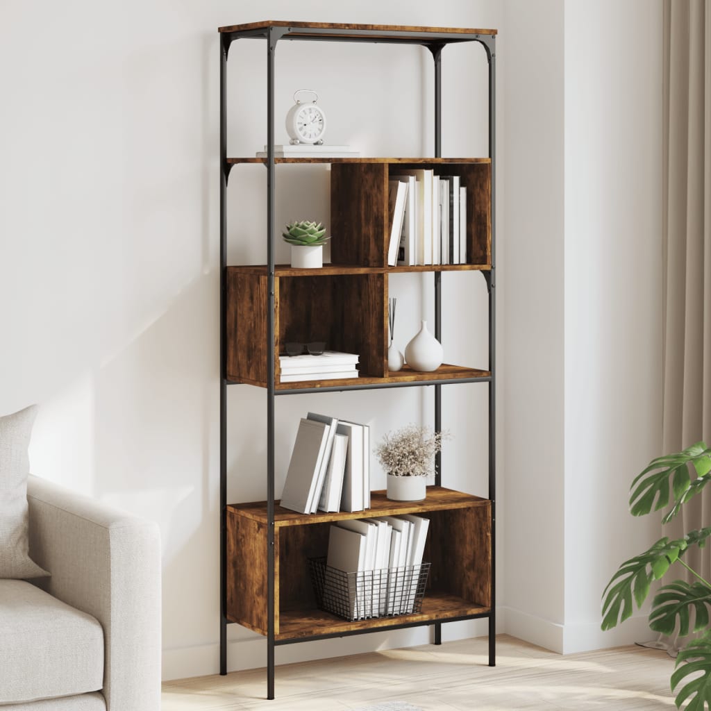 vidaXL Bookcase 5-Tier Smoked Oak 76x33x188.5 cm Engineered Wood 1