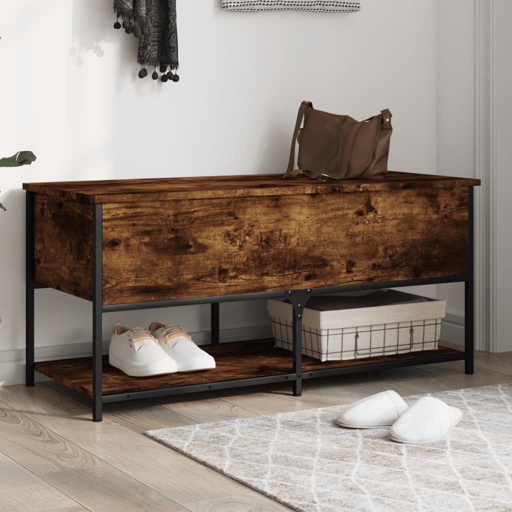 vidaXL Storage Bench Smoked Oak 100x42.5x47 cm Engineered Wood 1