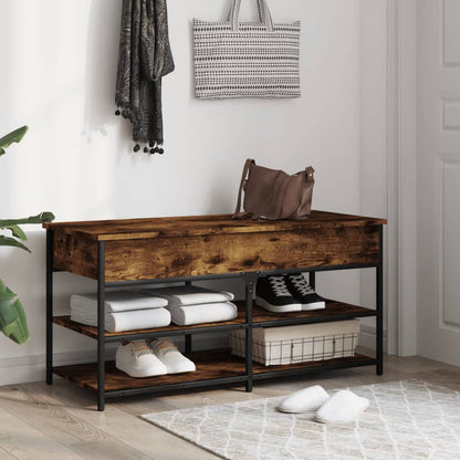 vidaXL Shoe Bench Smoked Oak 100x42.5x50 cm Engineered Wood 3
