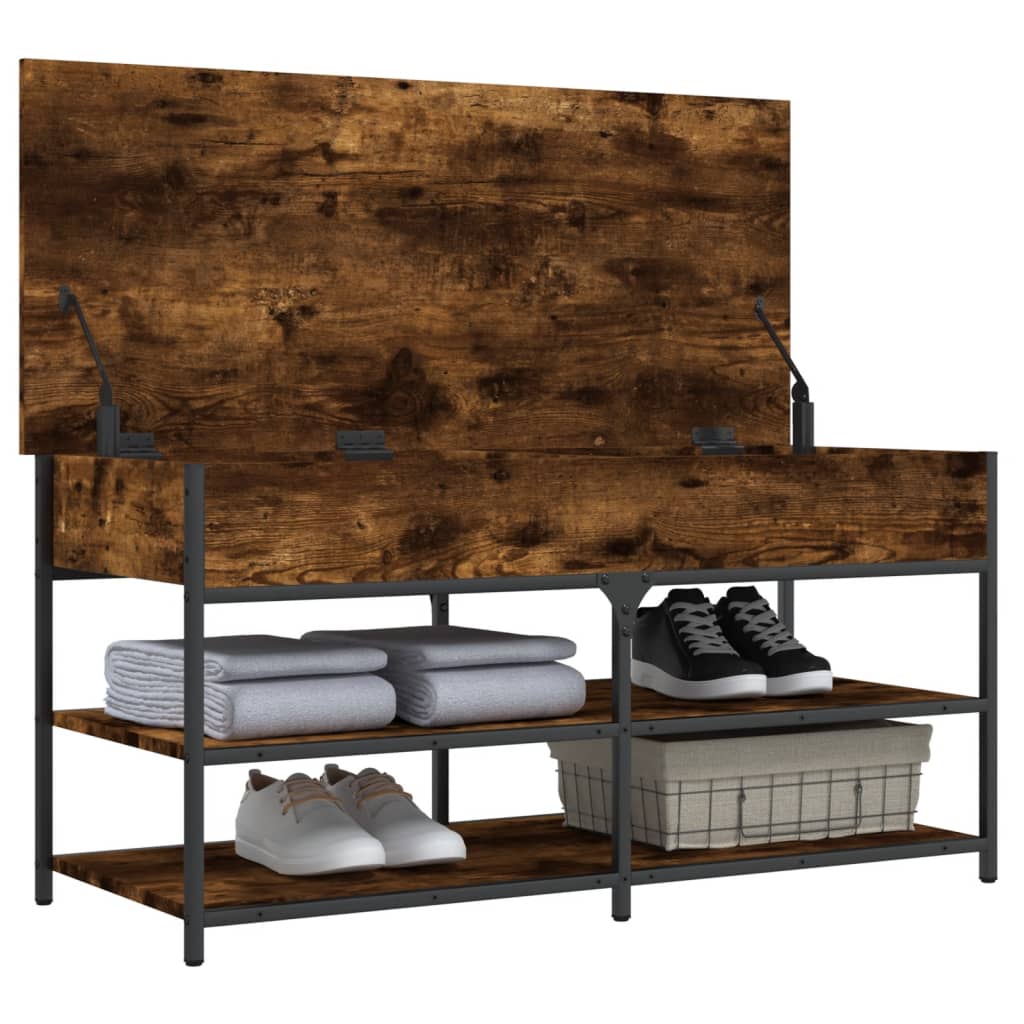 vidaXL Shoe Bench Smoked Oak 100x42.5x50 cm Engineered Wood 5