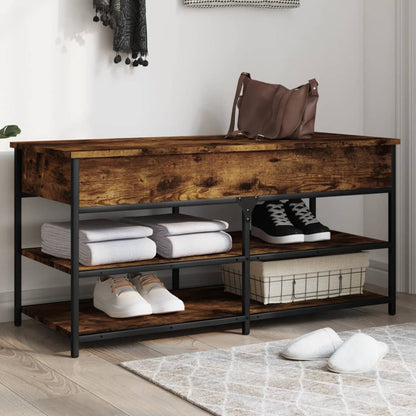 vidaXL Shoe Bench Smoked Oak 100x42.5x50 cm Engineered Wood 1