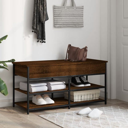 vidaXL Shoe Bench Brown Oak 100x42.5x50 cm Engineered Wood 3