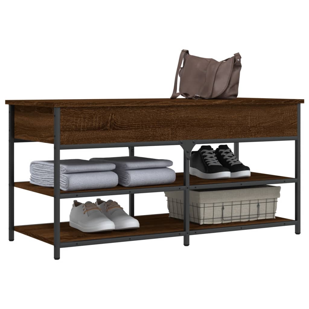vidaXL Shoe Bench Brown Oak 100x42.5x50 cm Engineered Wood 4