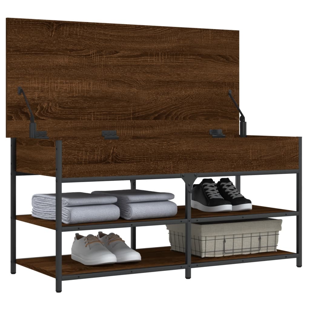 vidaXL Shoe Bench Brown Oak 100x42.5x50 cm Engineered Wood 5