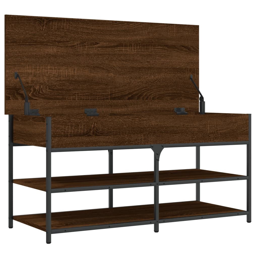 vidaXL Shoe Bench Brown Oak 100x42.5x50 cm Engineered Wood 6