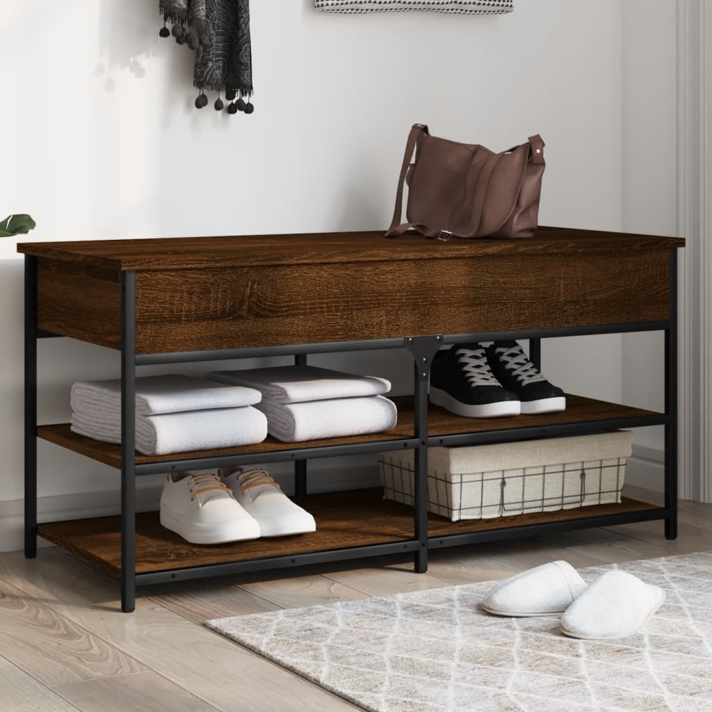 vidaXL Shoe Bench Brown Oak 100x42.5x50 cm Engineered Wood 1