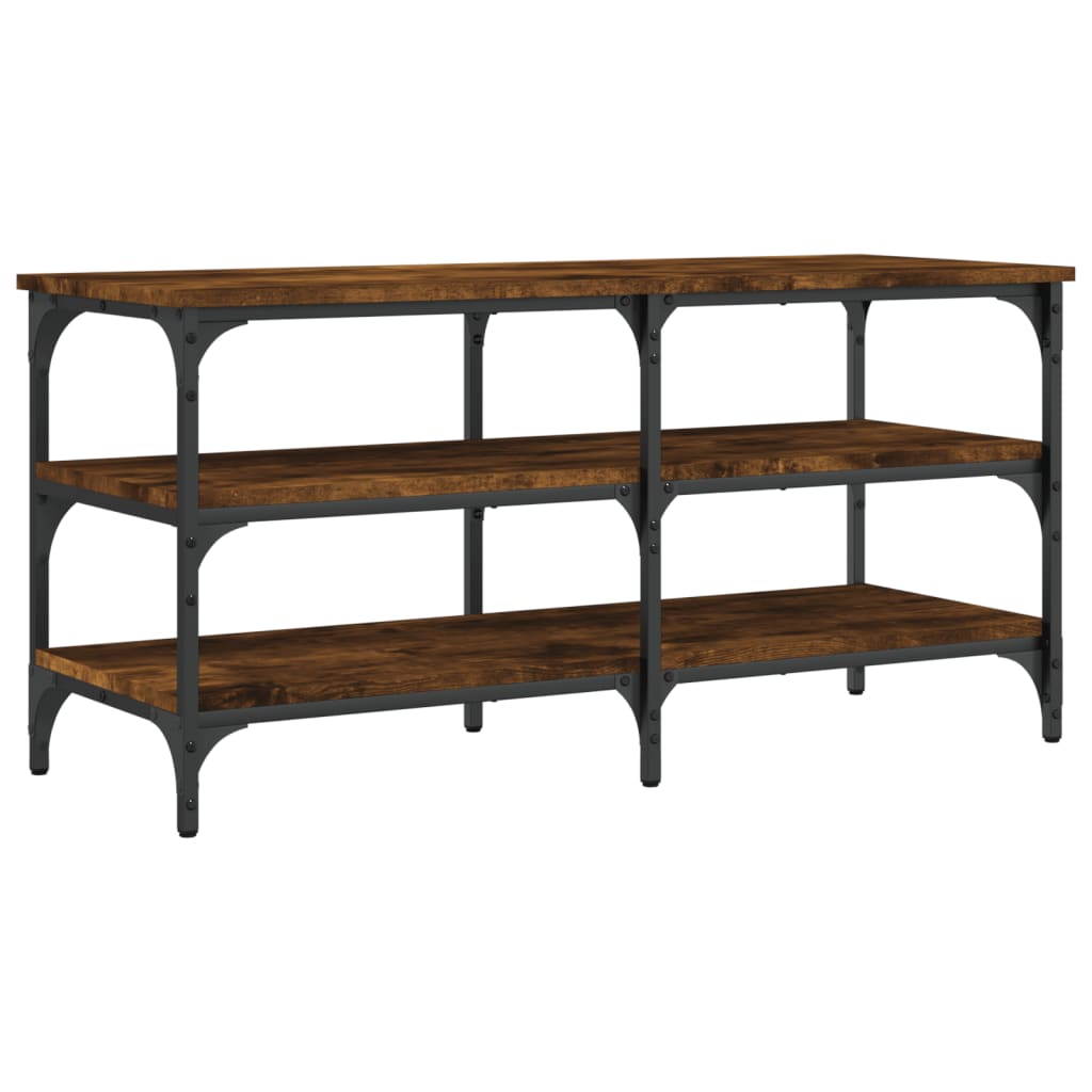 vidaXL Shoe Bench Smoked Oak 100x38.5x49 cm Engineered Wood 2