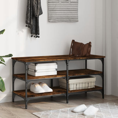 vidaXL Shoe Bench Smoked Oak 100x38.5x49 cm Engineered Wood 3