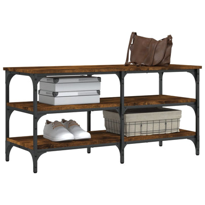 vidaXL Shoe Bench Smoked Oak 100x38.5x49 cm Engineered Wood 4
