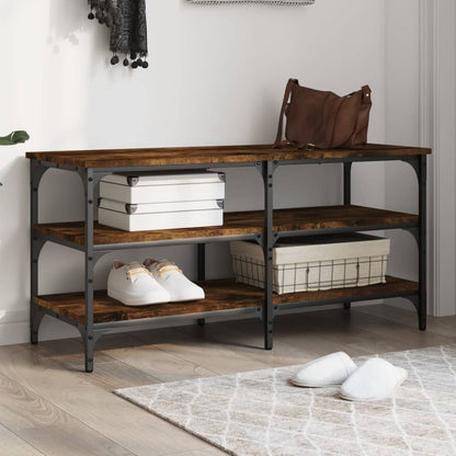 vidaXL Shoe Bench Smoked Oak 100x38.5x49 cm Engineered Wood 1