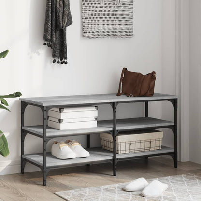vidaXL Shoe Bench Grey Sonoma 100x38.5x49 cm Engineered Wood 3