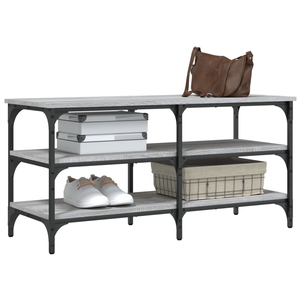 vidaXL Shoe Bench Grey Sonoma 100x38.5x49 cm Engineered Wood 4