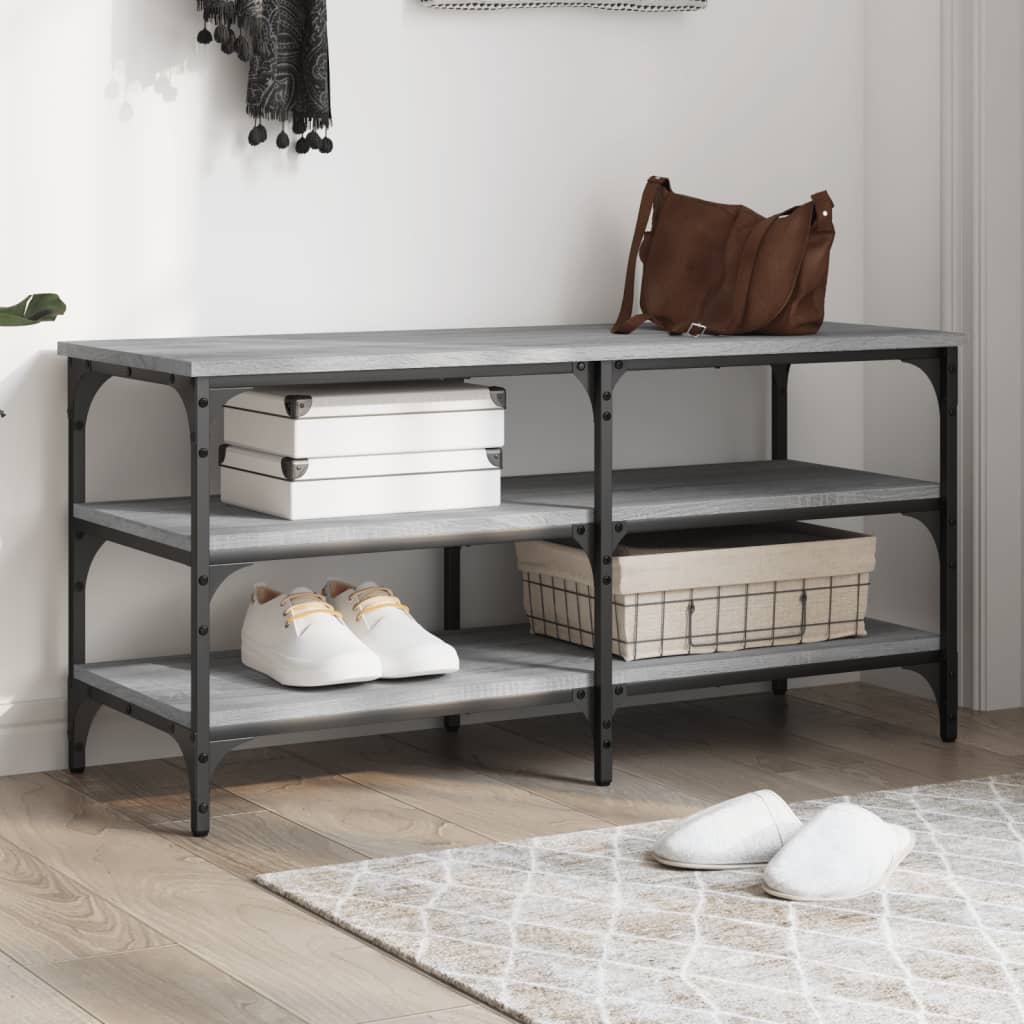 vidaXL Shoe Bench Grey Sonoma 100x38.5x49 cm Engineered Wood 1