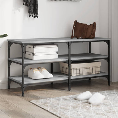 vidaXL Shoe Bench Grey Sonoma 100x38.5x49 cm Engineered Wood 1