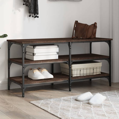 vidaXL Shoe Bench Brown Oak 100x38.5x49 cm Engineered Wood 1