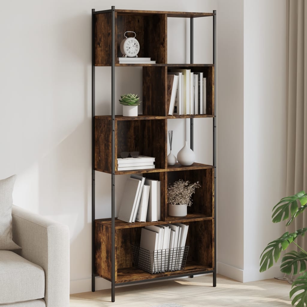 vidaXL Bookcase Smoked Oak 72x28x172 cm Engineered Wood 1