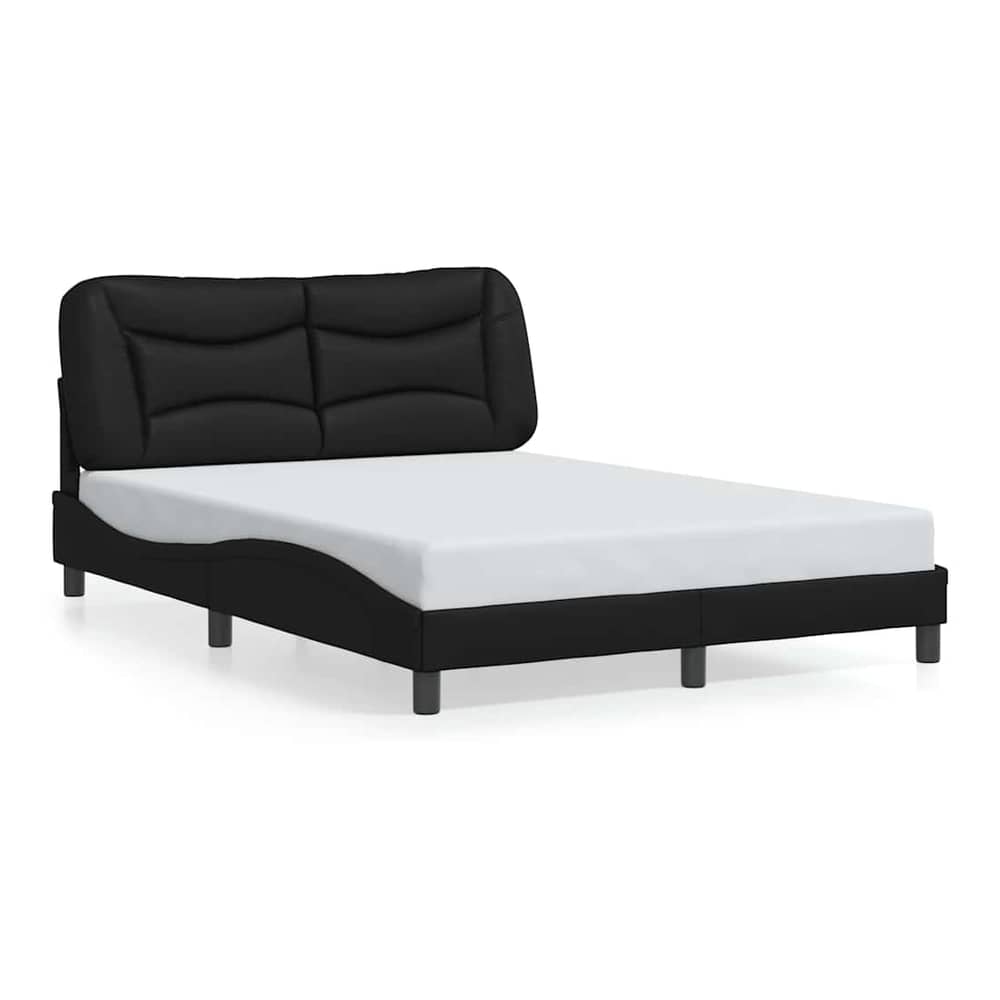 Bed Frame without Mattress "Hvar" 90x190 cm Faux Leather Black 4FT6 Double