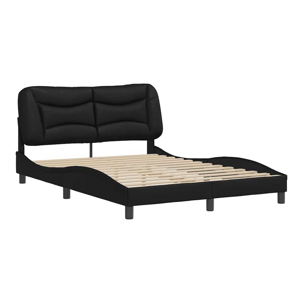 Bed Frame without Mattress "Hvar" 90x190 cm Faux Leather Black 4FT6 Double