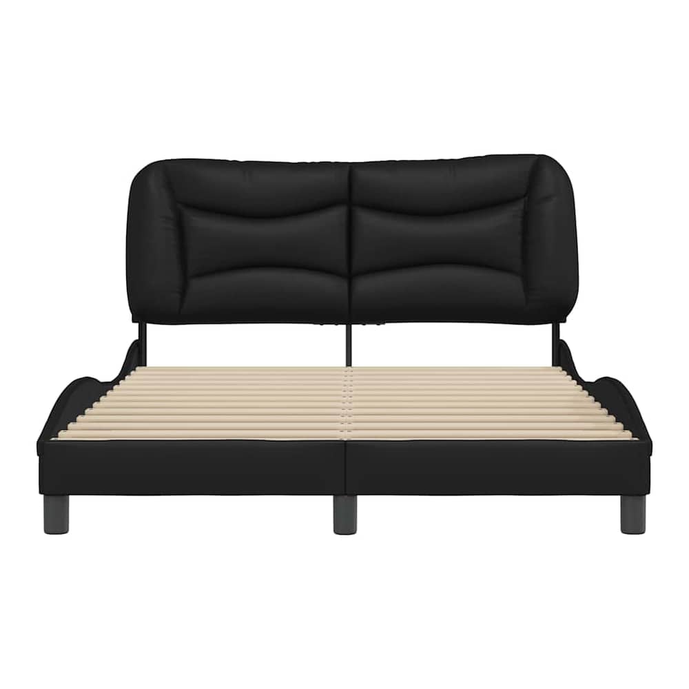 Bed Frame without Mattress "Hvar" 90x190 cm Faux Leather Black 4FT6 Double