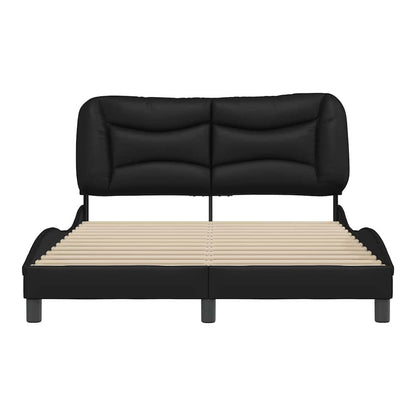 Bed Frame without Mattress "Hvar" 90x190 cm Faux Leather Black 4FT6 Double