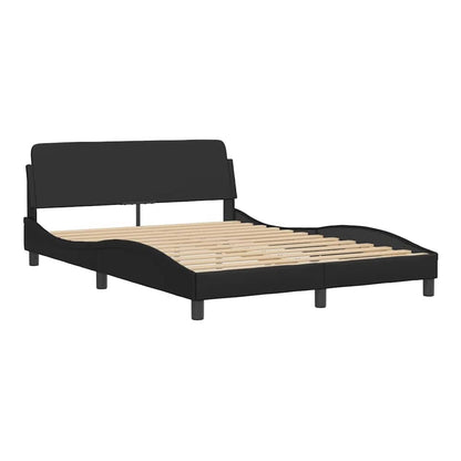 Bed Frame without Mattress "Hvar" 90x190 cm Faux Leather Black 4FT6 Double