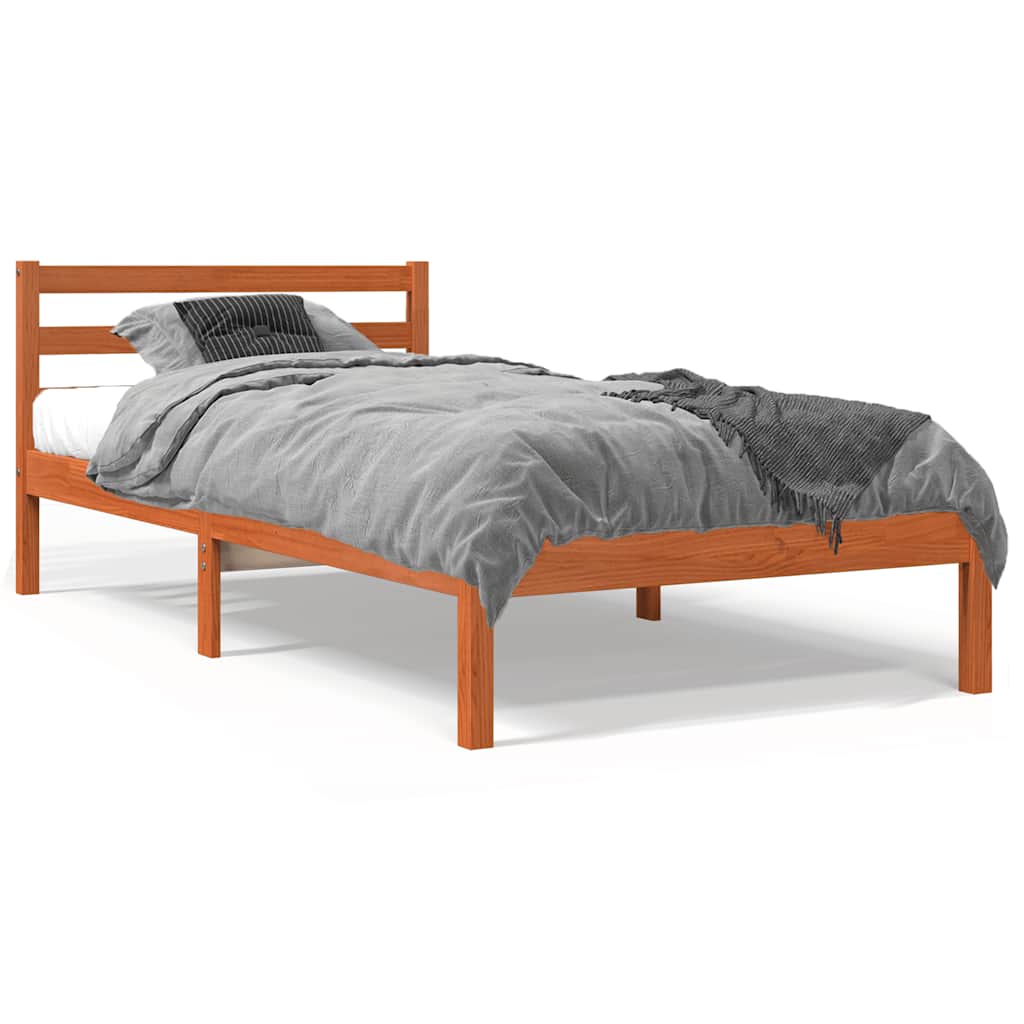 vidaXL Bed Frame | Wax Brown | Solid pine wood | Single | Durable | Bed Frame 2
