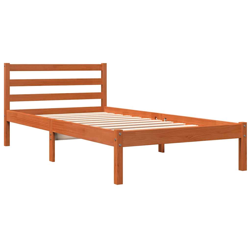 vidaXL Bed Frame | Wax Brown | Solid pine wood | Single | Durable | Bed Frame 3