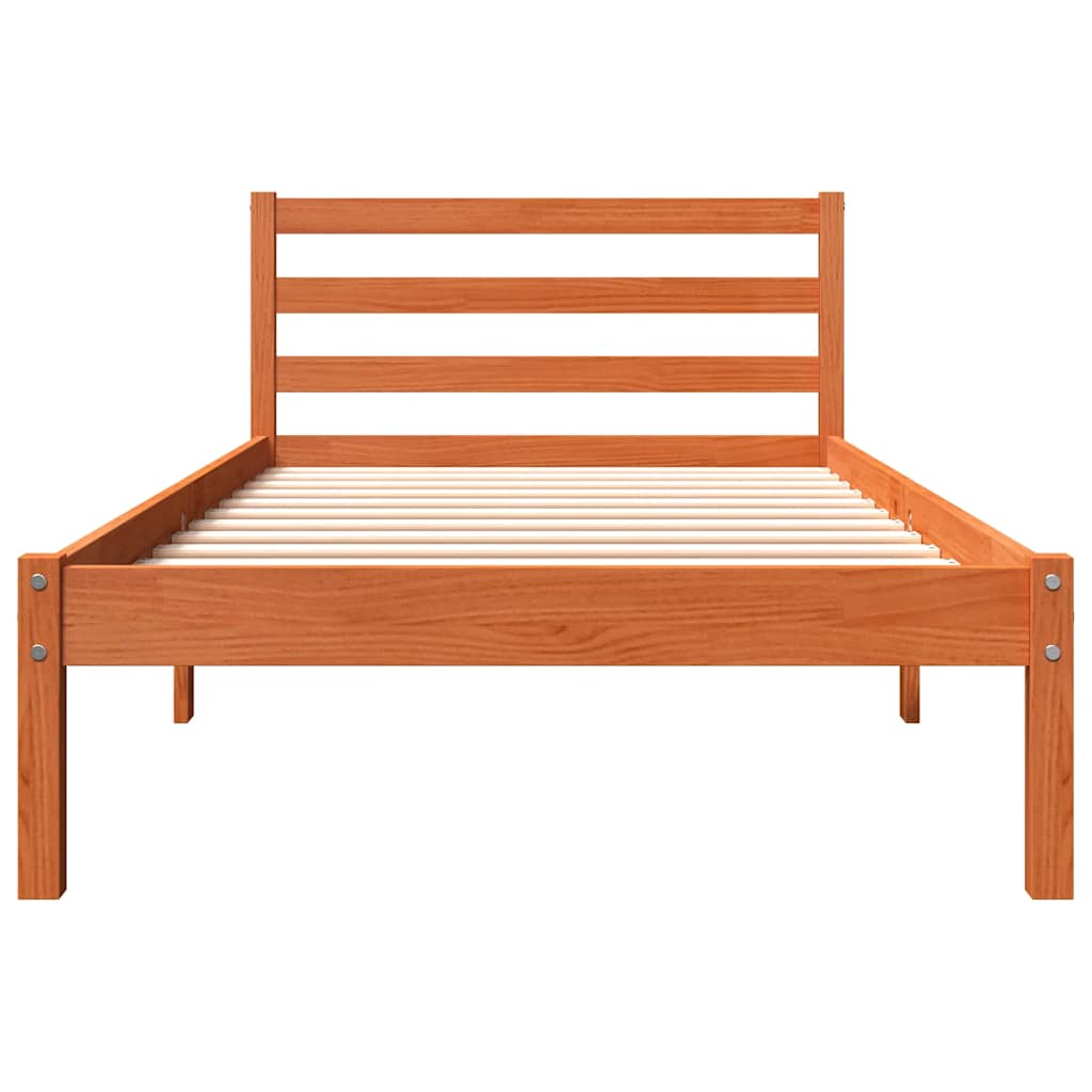 vidaXL Bed Frame | Wax Brown | Solid pine wood | Single | Durable | Bed Frame 4