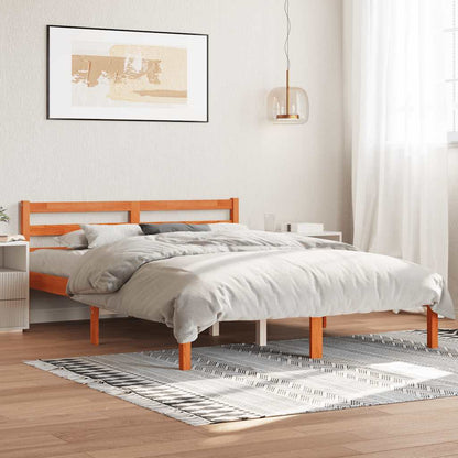 vidaXL Bed Frame without Mattress Solid Wood Pine Wax brown