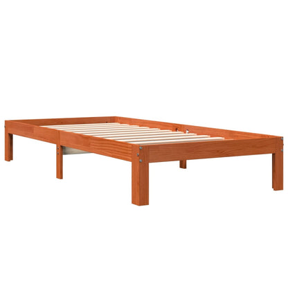 vidaXL Bed Frame without Mattress Wax Brown 90x190 cm Single Solid Wood Pine 3