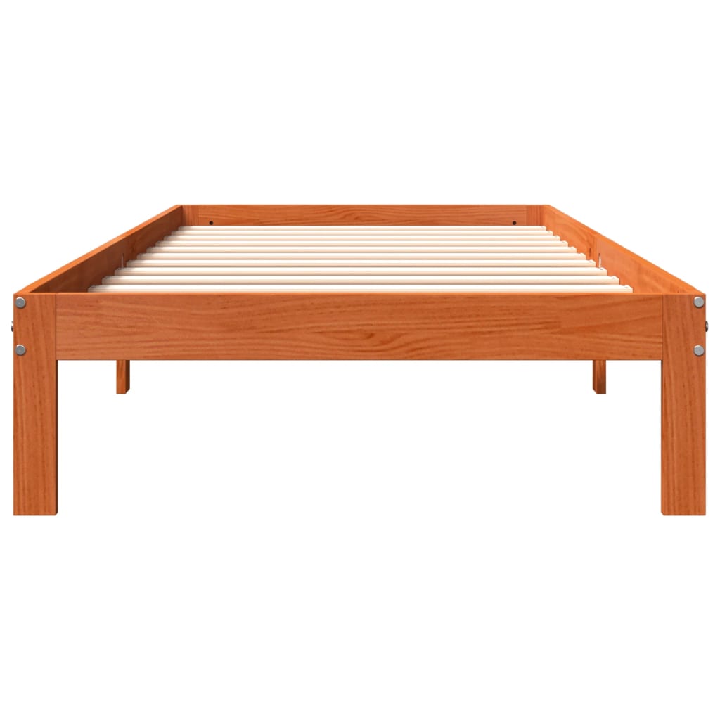 vidaXL Bed Frame without Mattress Wax Brown 90x190 cm Single Solid Wood Pine 4