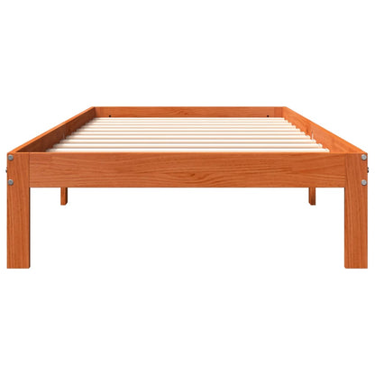 vidaXL Bed Frame without Mattress Wax Brown 90x190 cm Single Solid Wood Pine 4