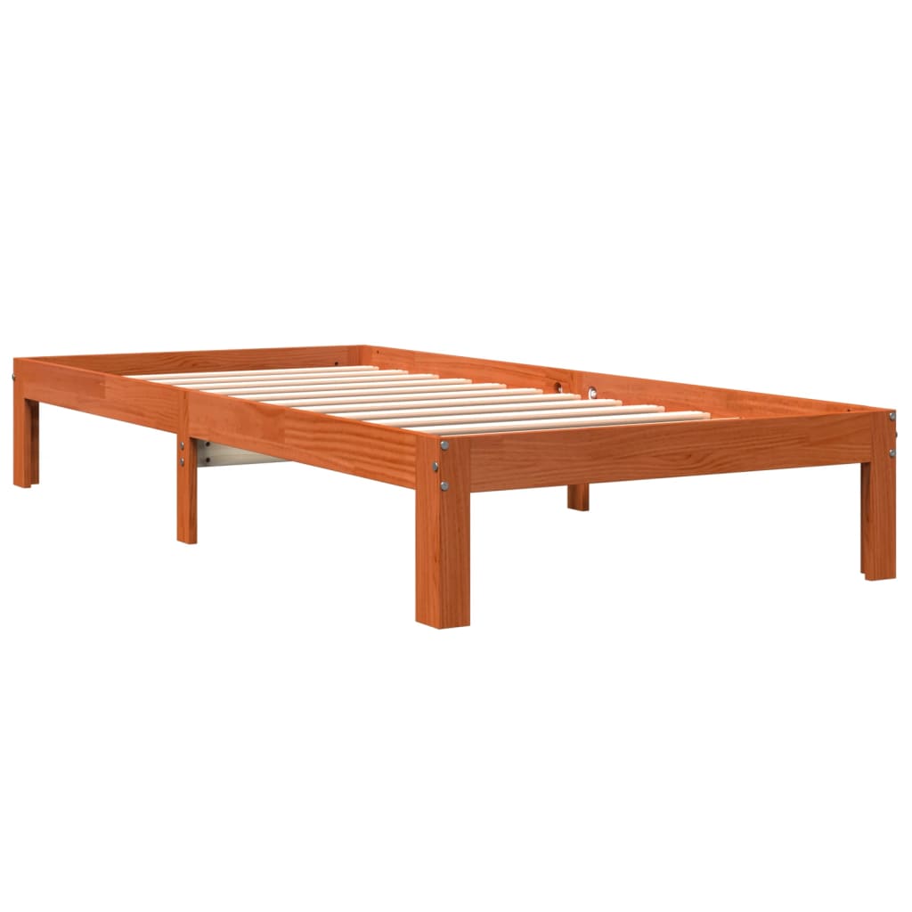 vidaXL Bed Frame without Mattress Wax Brown 90x190 cm Single Solid Wood Pine 6