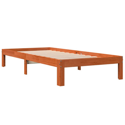 vidaXL Bed Frame without Mattress Wax Brown 90x190 cm Single Solid Wood Pine 6