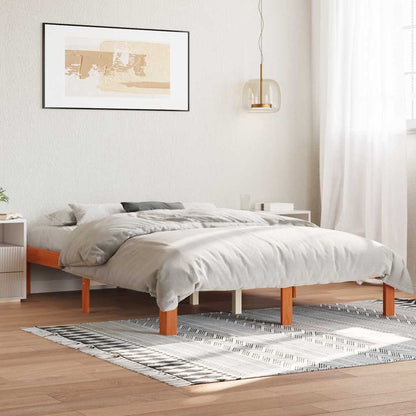 vidaXL Bed Frame without Mattress Solid Wood Pine Wax brown