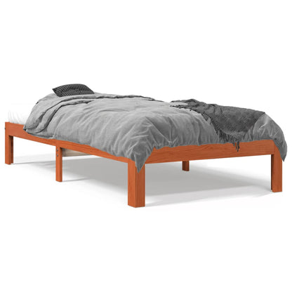 Bed Frame without Mattress Solid Wood Pine Wax brown 100 x 200 cm