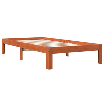 Bed Frame without Mattress Solid Wood Pine Wax brown 100 x 200 cm