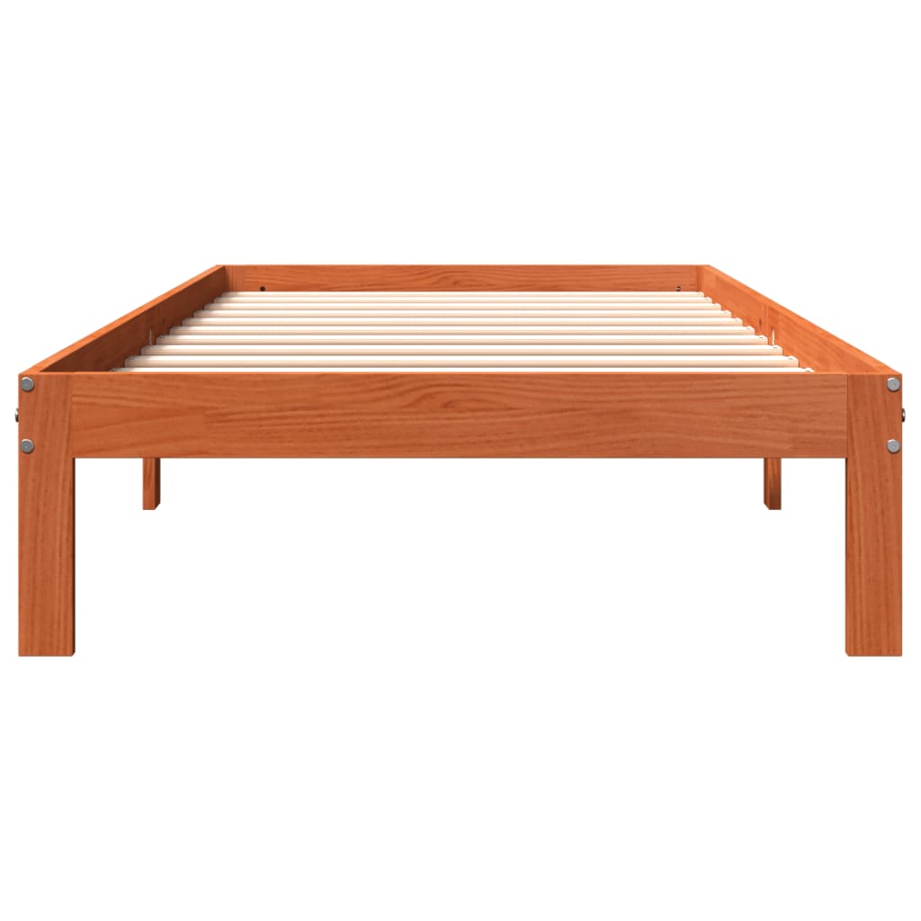 vidaXL Bed Frame Wax Brown 100 x 200 cm Solid pine wood 4